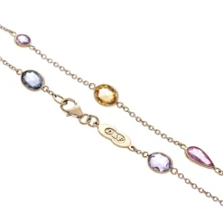 18ct Yellow Gold Fancy Colour And Fancy Shape Sapphire Spectacle Neckl