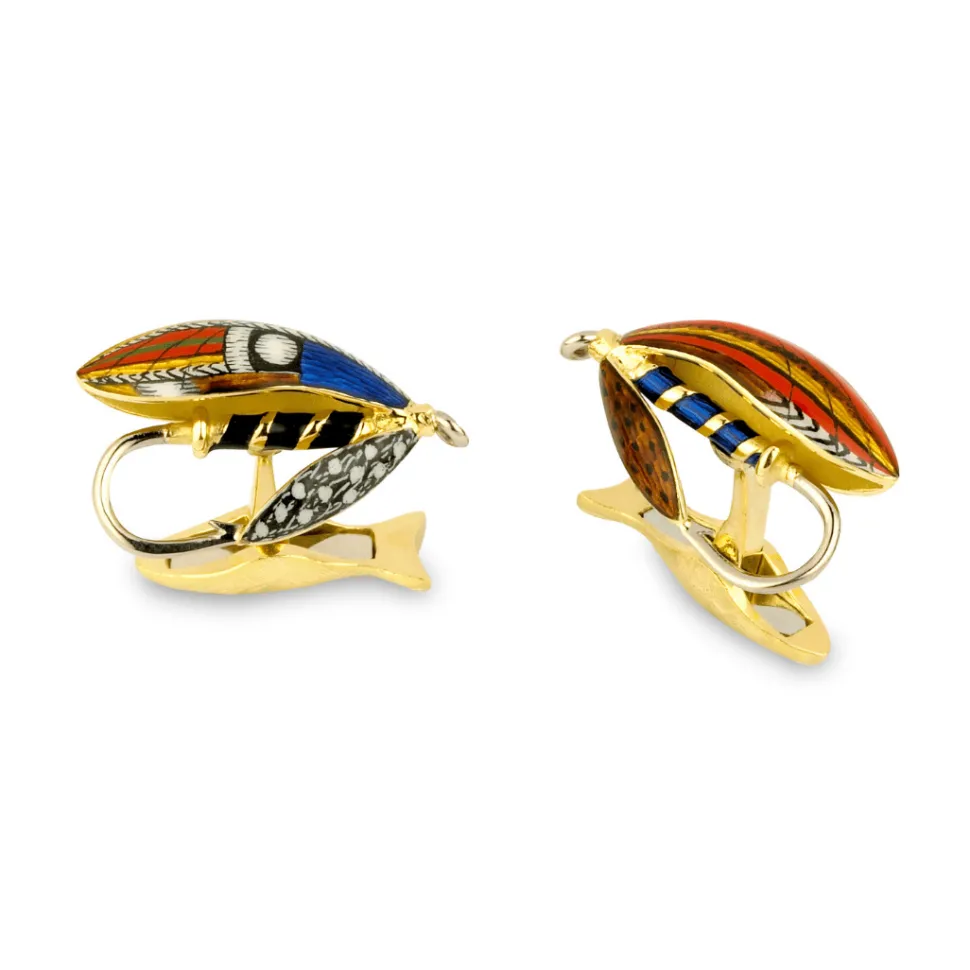 18ct Yellow Gold Fly Fishing Cufflinks