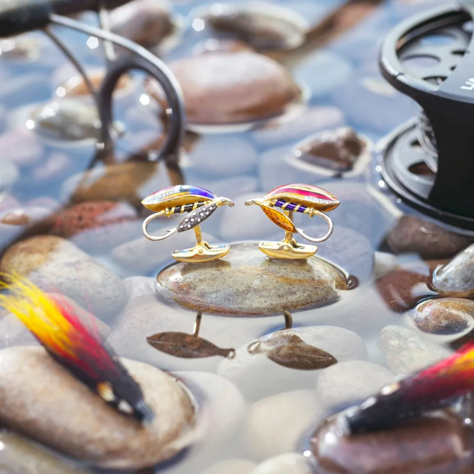 18ct Yellow Gold Fly Fishing Cufflinks
