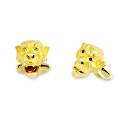 18ct Yellow Gold Gargoyle Cufflinks With Diamond Eyes