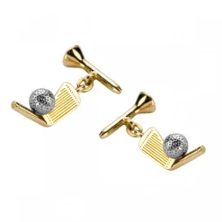 18ct Yellow Gold Golf Club and Tee with Ball Cufflinks