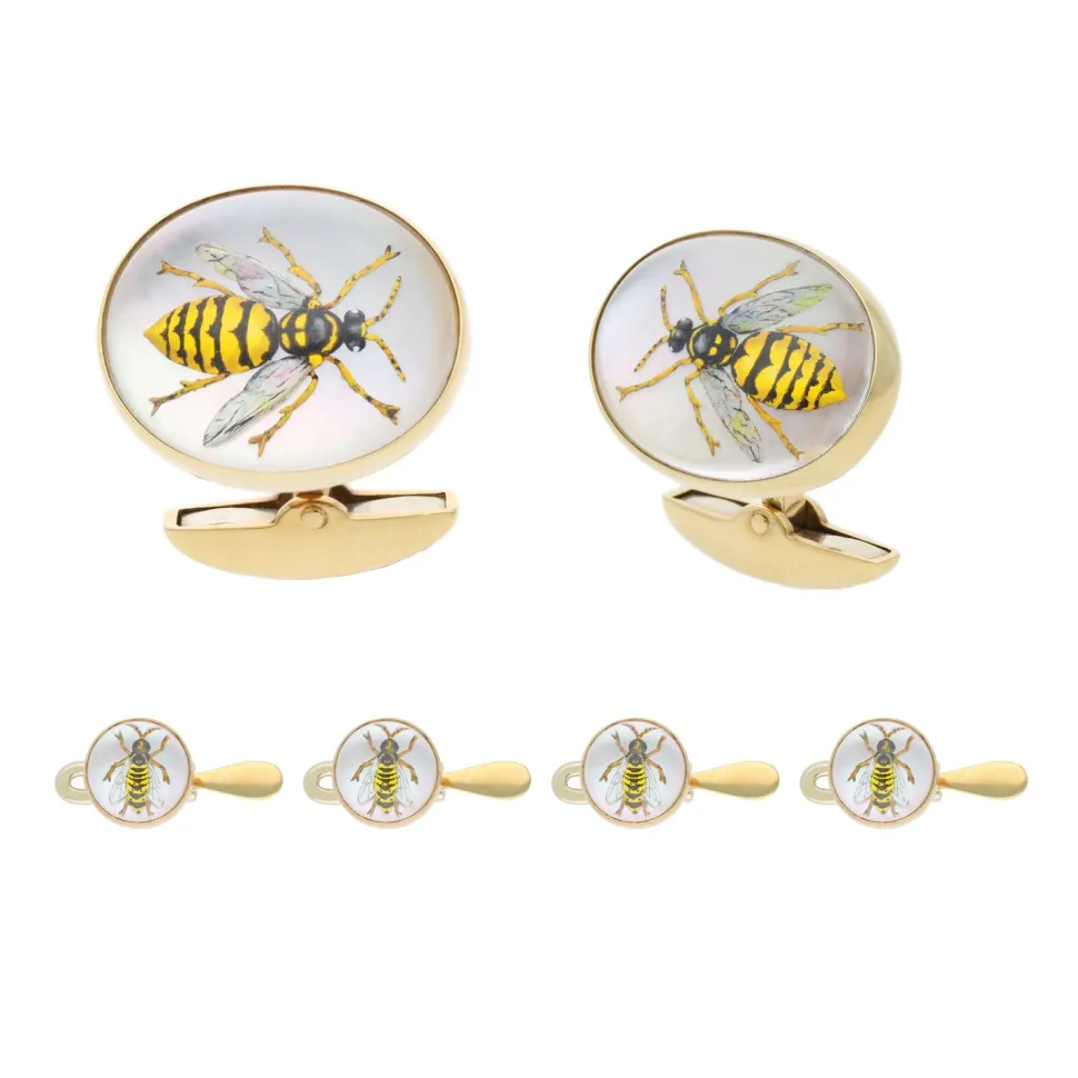 18ct Yellow Gold Hand-Painted Rock Crystal Wasp Dress Set