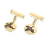 18ct Yellow Gold Hand-Painted Flying Bird Cufflinks With Cartridge Fit