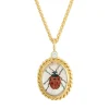 18ct Yellow Gold Hand-Painted Rock Crystal Ladybird And Diamond Pendan