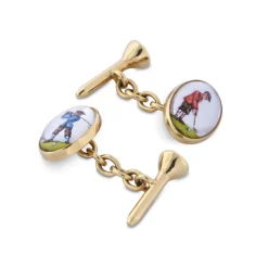 18ct Yellow Gold Hand-Painted Golf Cufflinks