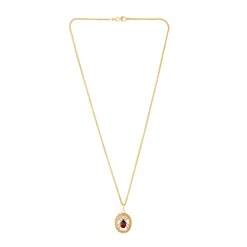 18ct Yellow Gold Hand-Painted Rock Crystal Ladybird And Diamond Pendan