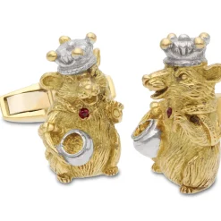 18ct Yellow Gold King Rat Cufflinks