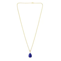 18ct Yellow Gold Lapis Lazuli And Diamond Pendant