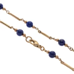 9ct Yellow Gold Lapis Lazuli Necklace With Square Bar Links
