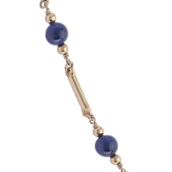 9ct Yellow Gold Lapis Lazuli Necklace With Square Bar Links