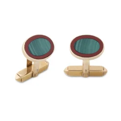 9ct Yellow Gold Malachite And Jasper Cufflinks