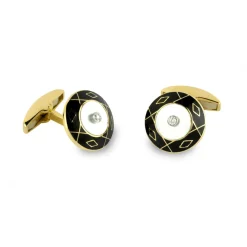 18ct Yellow Gold Mother-of-Pearl and Diamond Cufflinks