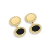 18ct Yellow Gold Onyx And Wreath Boarder Chain Link Cufflinks