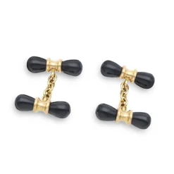 9ct Yellow Gold Onyx Dumbbell Cufflinks