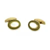 18ct Yellow Gold Oval Cufflinks with Mother-of-Pearl & Grey Border