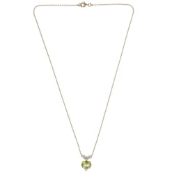 18ct yellow gold peridot and diamond pendant.