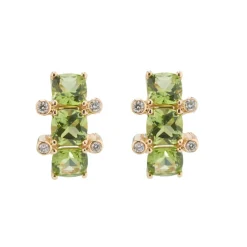 18ct Yellow Gold Peridot And Diamond Half Hoop Earrings