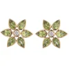 18ct Yellow Gold Peridot and Diamond Large Cluster Earrings