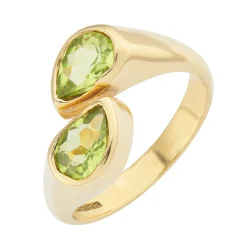18ct Yellow Gold Peridot Cross Over Ring