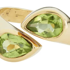 18ct Yellow Gold Peridot Cross Over Ring
