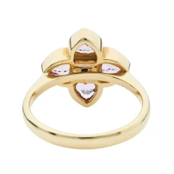 18ct Yellow Gold Pink Sapphire And Diamond Cluster Ring