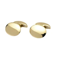 18ct Yellow Gold Plain Domed Oval Cufflinks
