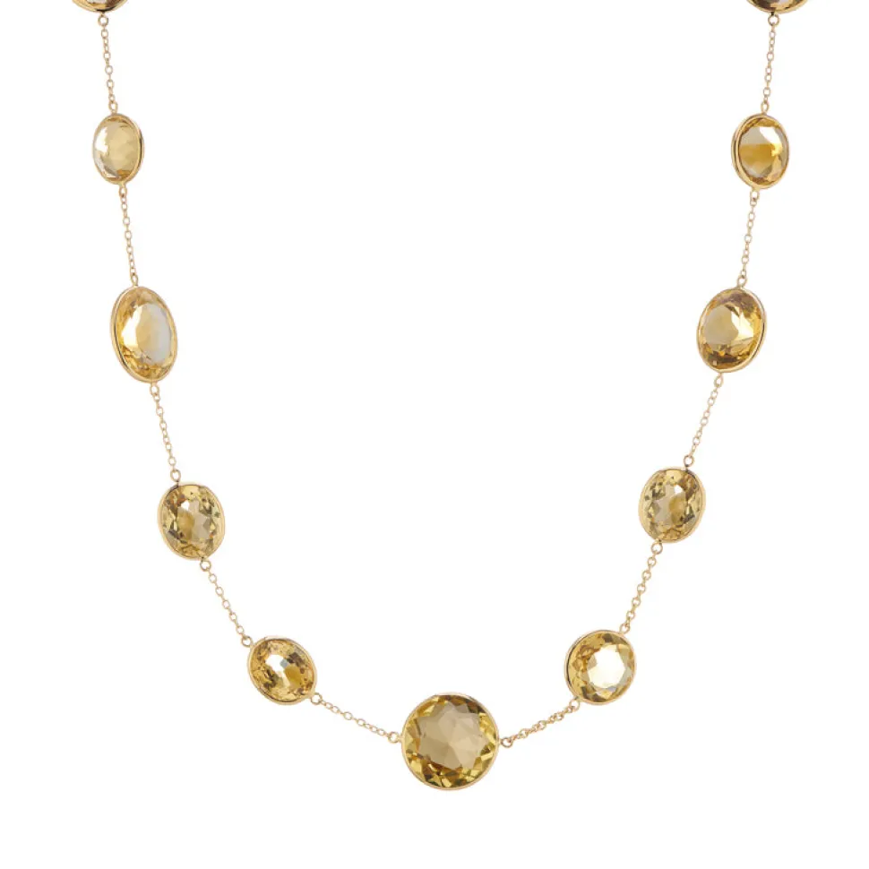18ct Yellow Gold 20" Light And Dark Citrine Necklace