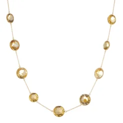 18ct Yellow Gold 24" Light And Dark Citrine Necklace