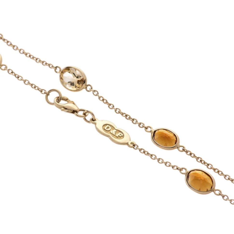 18ct Yellow Gold 32" Light And Dark Citrine Spectacle Necklace