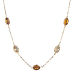 18ct Yellow Gold 32" Light And Dark Citrine Spectacle Necklace