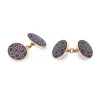 9ct Yellow Gold Red And Black Enamel Heart Design Chain Link Cufflinks