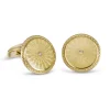 18ct Yellow Gold Round Cufflinks with Clear Enamel & Diamond Centre