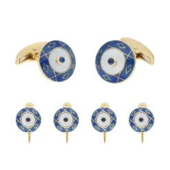 18ct Yellow Gold Royal Blue And Sapphire Dress Set