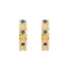 18ct Yellow Gold Sapphire And Clear Enamel Hoop Earrings