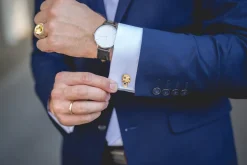 18ct Yellow Gold Skull Cufflinks with Popping Diamond Eyes