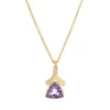 18ct Yellow Gold Trilliant Cut Amethyst And Diamond Pendant