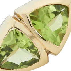 18ct Yellow Gold Trillion Cut Peridot Ring