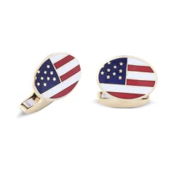 18ct Yellow Gold USA Enamel Flag Cufflinks