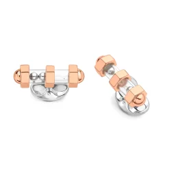 Deakin & Francis Sterling Silver Fuse Rose Gold Plate Glass Bar Cuffli