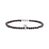 Garnet Bead Stretch Bracelet With Sterling Silver Skull