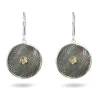 Grey Mother-of-Pearl Dreamcatcher Earrings with Yellow Sapphire Gem