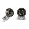Jet Turbine Engine Cufflinks in Polished Black Rhodium