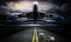 Jet Turbine Engine Cufflinks in Polished Black Rhodium