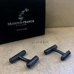 Knurl Cufflinks In Matte Black Finish