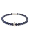 Lapis Lazuli Bead Stretch Bracelet with Silver Skull