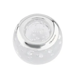Large Sterling Silver And Bubble Design Glass Tealight Holder