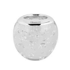 Large Sterling Silver And Bubble Design Glass Tealight Holder