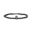 Lava Bead Stretch Bracelet With Black Spinel Skull