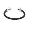 Leather Bangle with Silver Beads