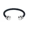 Leather Bangle with Sterling Silver Skull Head Ends